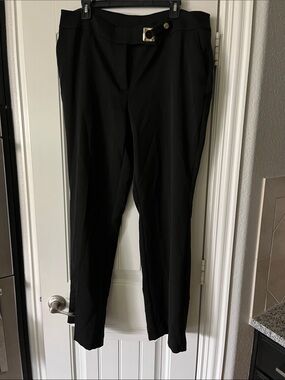 Anne Klein Black Tailored Trousers with Gold Accent